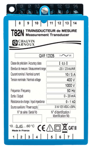 T82N QAR 1232B Convertisseur analogique de puissance réactive configurable